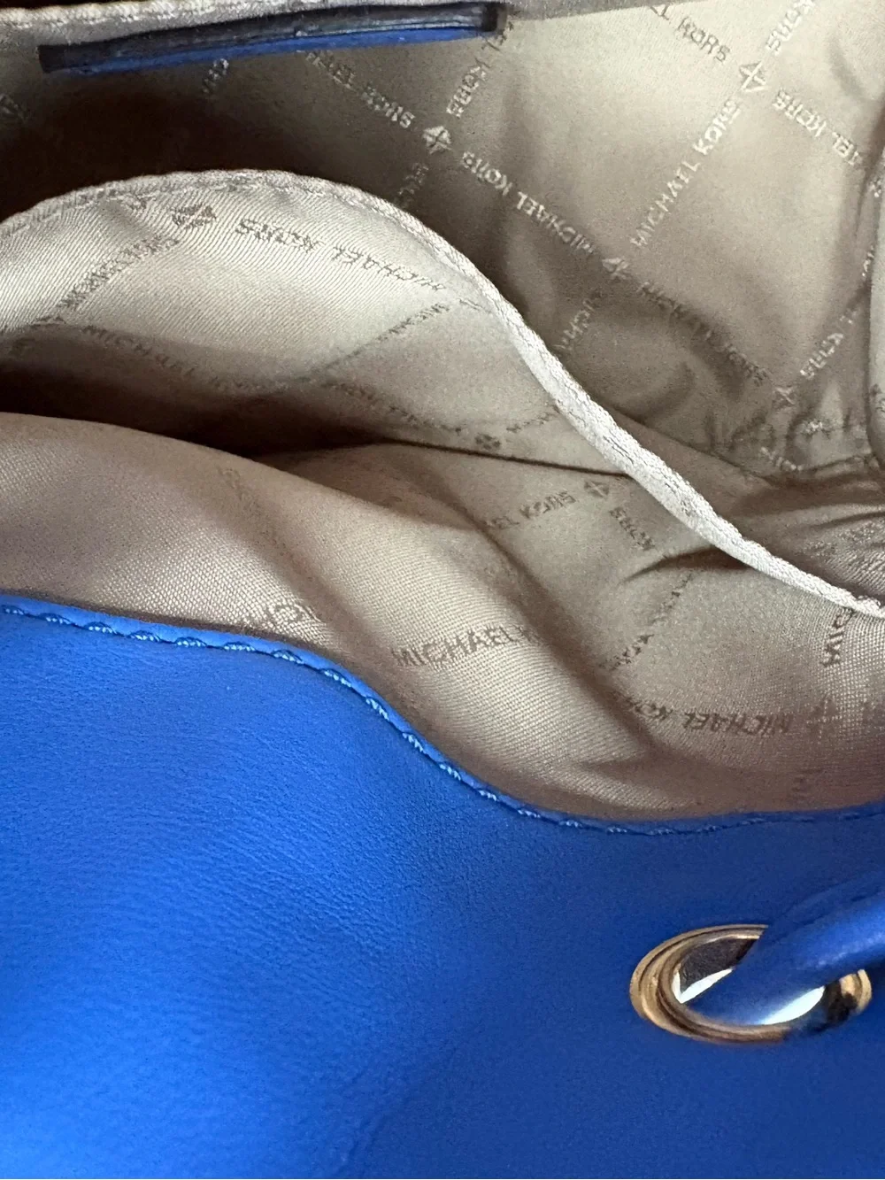 Michael Kors Bright Blue Quilted Leather Drawstring Shoulder Bag